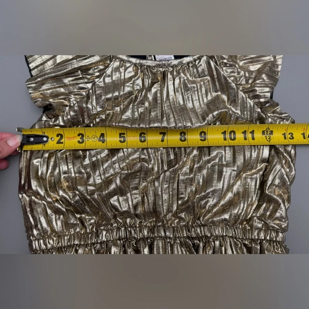 OshKosh B’gosh Girls Gold Metallic Pleated Party Dress Size 8